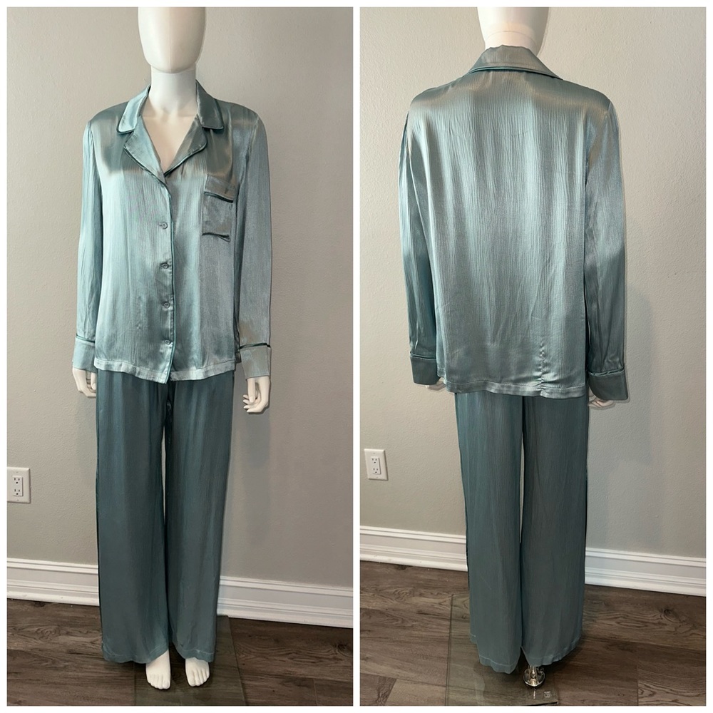 ALEXIS "ORLAN" TOP & "MAKIKO" PAJAMA INSPIRED LOUNGE OUTFIT IN MINT S - Picture 3 of 12
